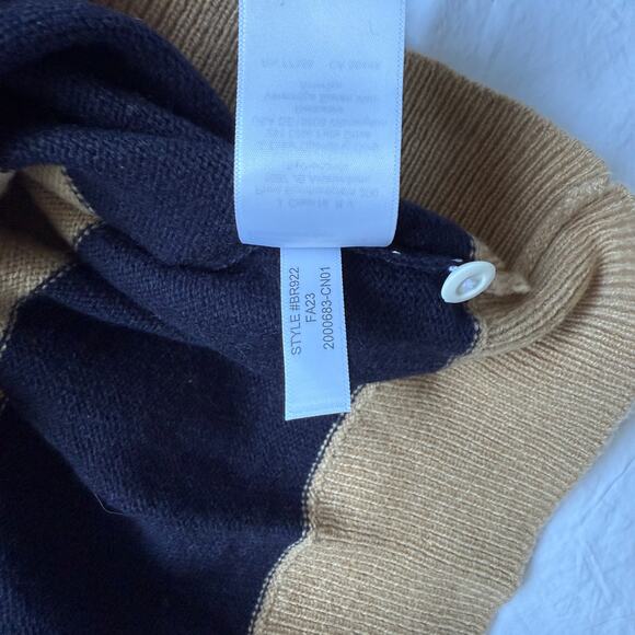 NWT J. Crew Wool Blend Sweater Rugby, Navy/Tan Stripe, Size XL - Picture 5 of 5